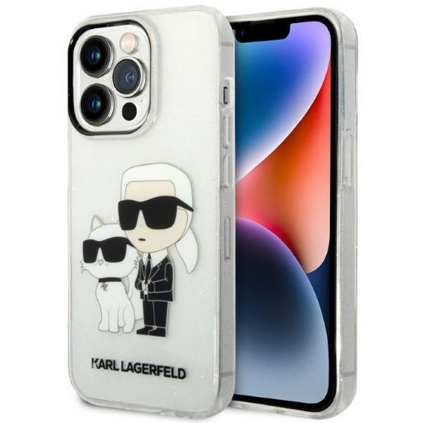 Karl Lagerfeld - Hardcase Glitter (KLHCP14LHNKCTGT) - iPhone 14 Pro - Transparent Karl&Choupette
