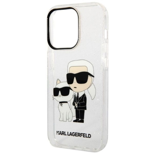 Karl Lagerfeld - Hardcase Glitter (KLHCP14LHNKCTGT) - iPhone 14 Pro - Transparent Karl&Choupette