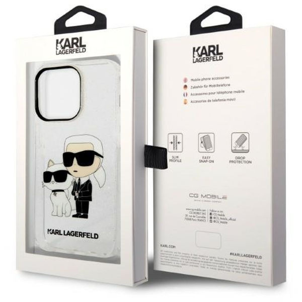 Karl Lagerfeld - Hardcase Glitter (KLHCP14LHNKCTGT) - iPhone 14 Pro - Transparent Karl&Choupette
