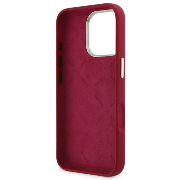 Guess - Silicone Script Metal Logo (GUHCP16LSMBSLM) - iPhone 16 Pro - Red