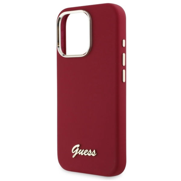 Guess - Silicone Script Metal Logo (GUHCP16LSMBSLM) - iPhone 16 Pro - Red