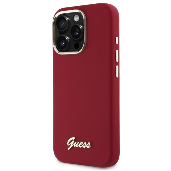 Guess - Silicone Script Metal Logo (GUHCP16LSMBSLM) - iPhone 16 Pro - Red
