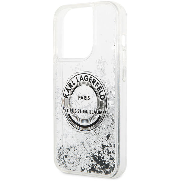 Karl Lagerfeld - Hardcase Liquid Glitter (KLHCP14LLCRSGRS) - iPhone 14 Pro - Silver RSG