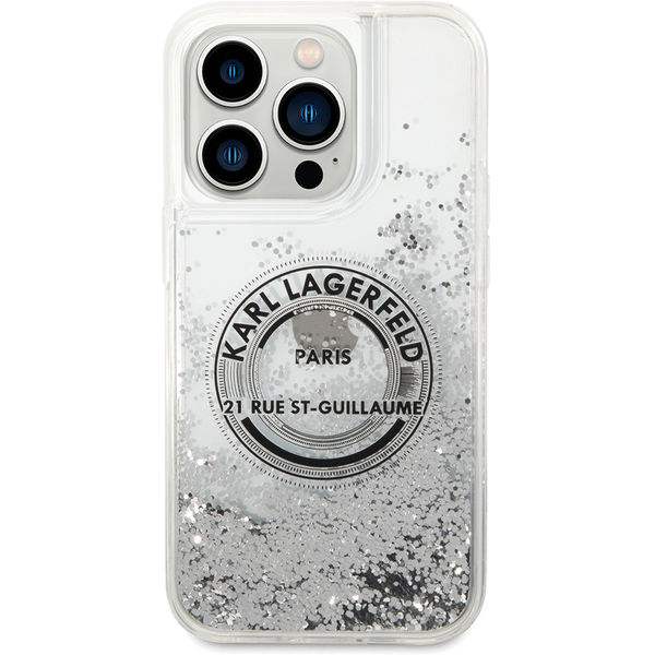 Karl Lagerfeld - Hardcase Liquid Glitter (KLHCP14LLCRSGRS) - iPhone 14 Pro - Silver RSG