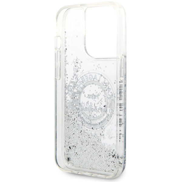 Karl Lagerfeld - Hardcase Liquid Glitter (KLHCP14LLCRSGRS) - iPhone 14 Pro - Silver RSG