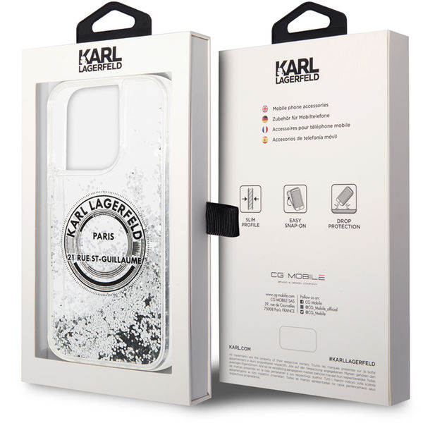 Karl Lagerfeld - Hardcase Liquid Glitter (KLHCP14LLCRSGRS) - iPhone 14 Pro - Silver RSG