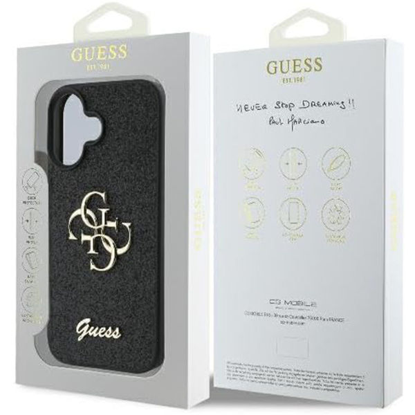 Guess - Glitter Fixed Big 4G (GUHCP16SHG4SGK) - iPhone 16 - Black