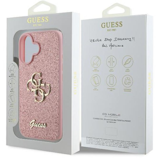 Guess - Glitter Fixed Big 4G (GUHCP16SHG4SGP) - iPhone 16 - Pink