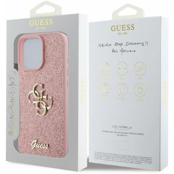 Guess - Glitter Fixed Big 4G (GUHCP16LHG4SGP) - iPhone 16 Pro - Pink