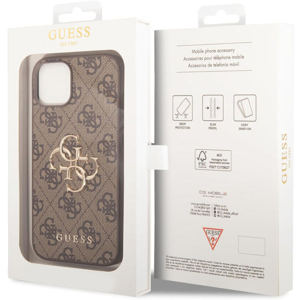 Guess - Hardcase 4G Big Metal Logo (GUHCP15S4GMGBR) - iPhone 15 - Brown