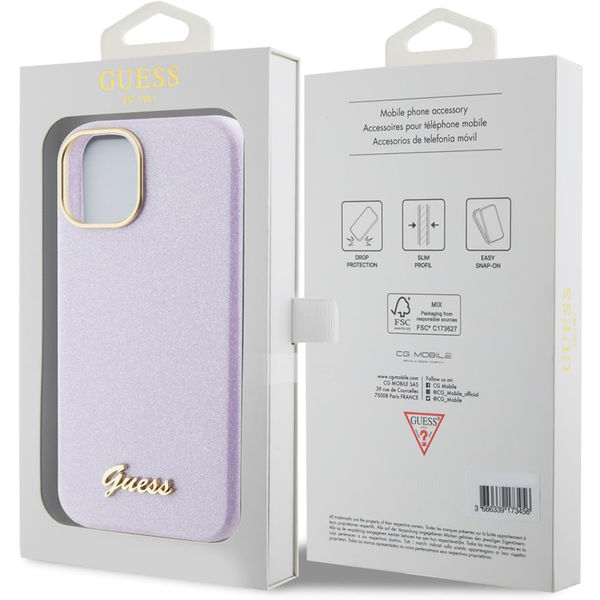 Guess - Glitter Glossy Script (GUHCP15SPGMCSL) - iPhone 15 - Light Purple