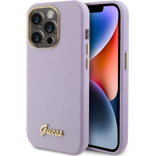 Guess - Glitter Glossy Script (GUHCP15LPGMCSL) - iPhone 15 Pro - Light Purple