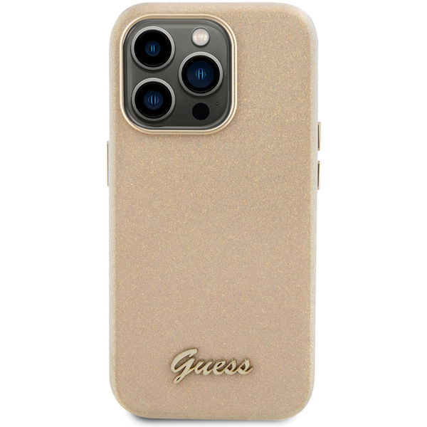 Guess - Glitter Glossy Script (GUHCP15XPGMCSD) - iPhone 15 Pro Max - Sparkle Beige