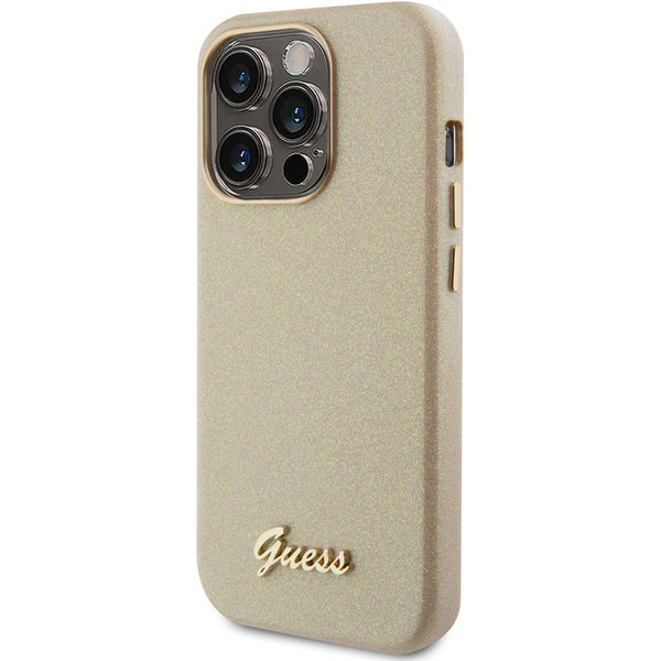 Guess - Glitter Glossy Script (GUHCP15XPGMCSD) - iPhone 15 Pro Max - Sparkle Beige