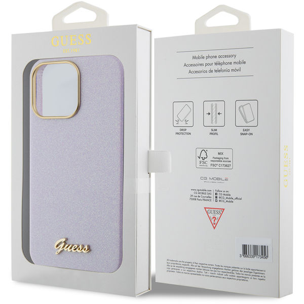 Guess - Glitter Glossy Script (GUHCP15XPGMCSL) - iPhone 15 Pro Max - Light Purple