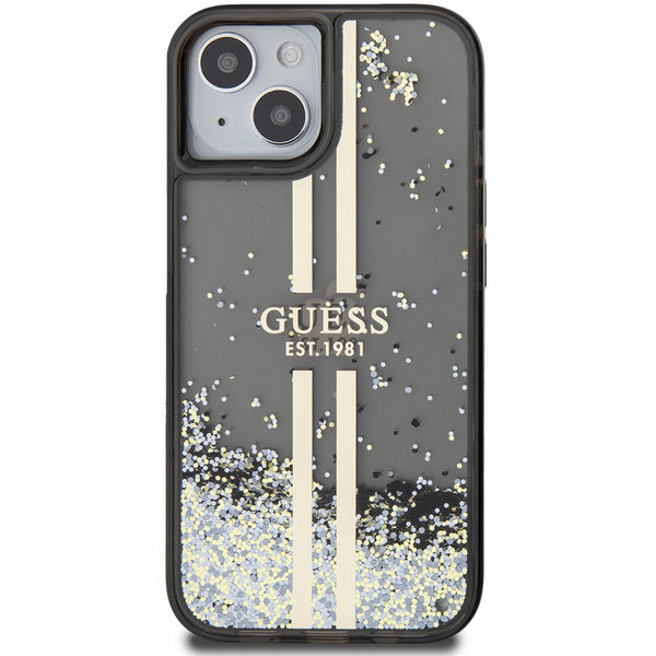 Guess - Liquid Glitter Gold Stripes (GUHCP15SLFCSEGK) - iPhone 15 - Black
