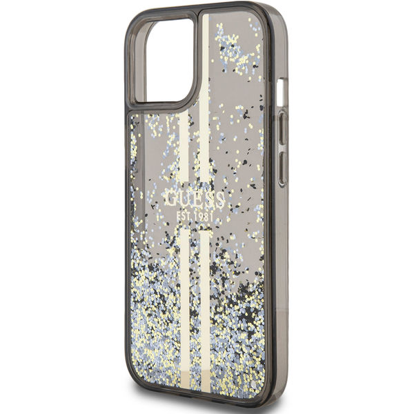 Guess - Liquid Glitter Gold Stripes (GUHCP15SLFCSEGK) - iPhone 15 - Black