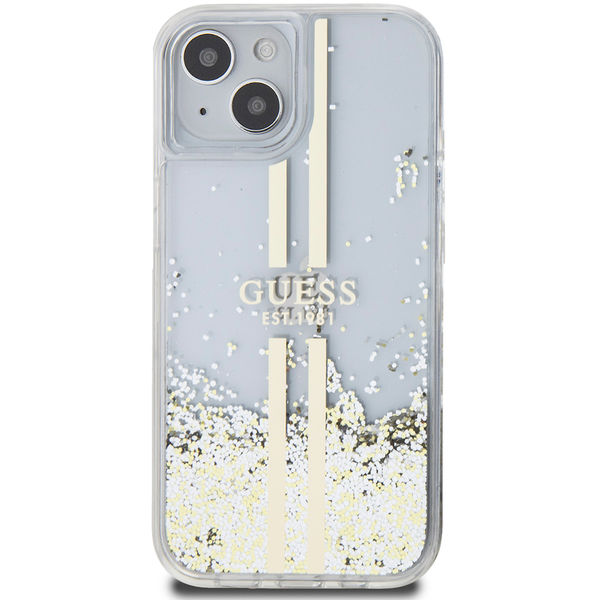 Guess - Liquid Glitter Gold Stripes (GUHCP15SLFCSEGT) - iPhone 15 - Transparent