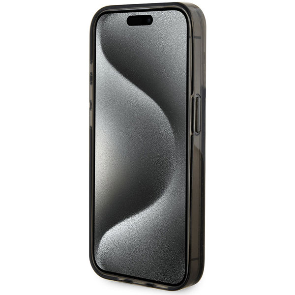 Guess - Liquid Glitter Gold Stripes (GUHCP15LLFCSEGK) - iPhone 15 Pro - Black