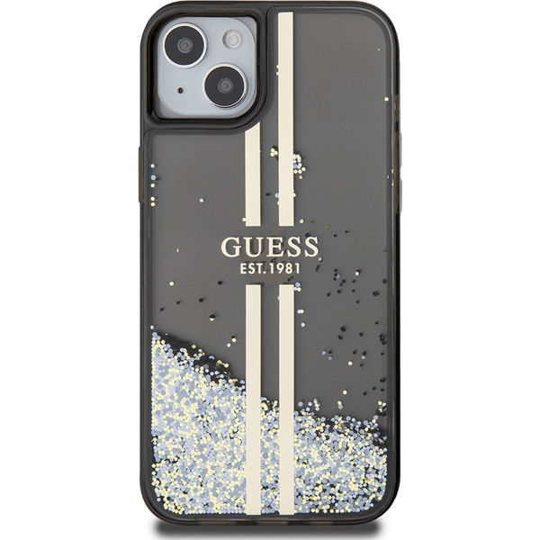 Guess - Liquid Glitter Gold Stripes (GUHCP15MLFCSEGK) - iPhone 15 Plus - Black