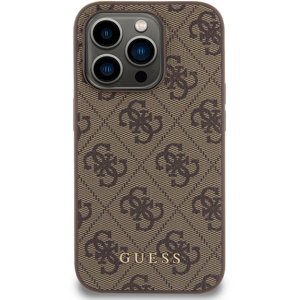 Guess - Hardcase 4G Metal Gold Logo (GUHCP15LG4GFBR) - iPhone 15 Pro - Brown