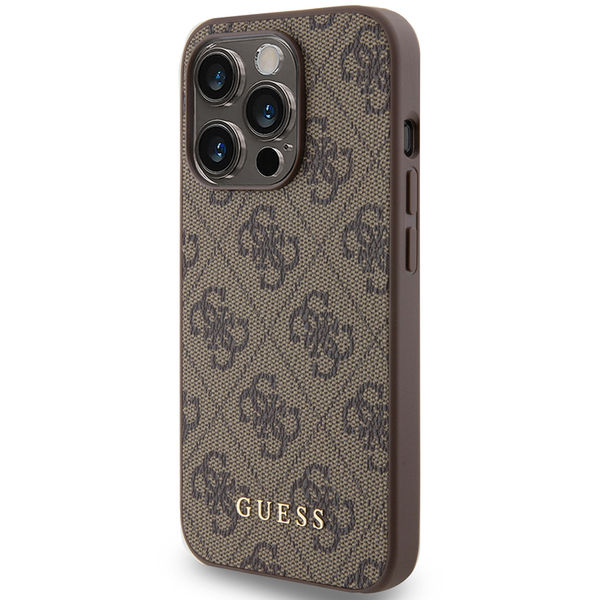 Guess - Hardcase 4G Metal Gold Logo (GUHCP15LG4GFBR) - iPhone 15 Pro - Brown