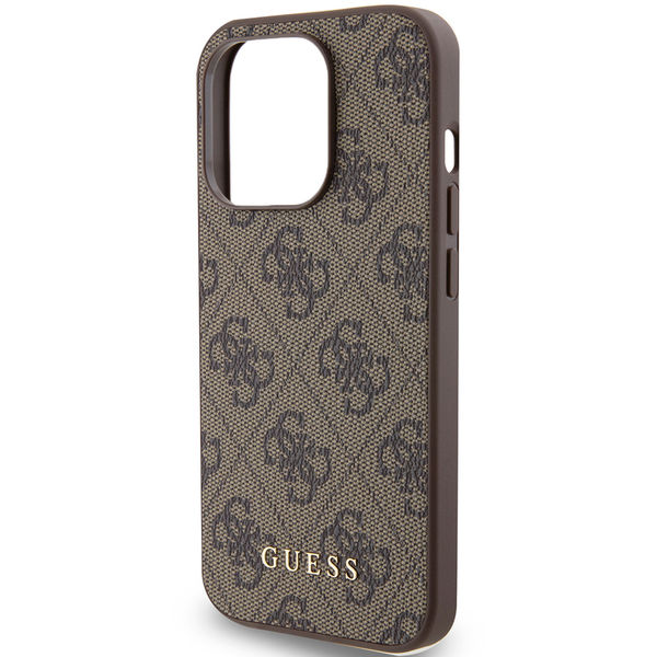 Guess - Hardcase 4G Metal Gold Logo (GUHCP15LG4GFBR) - iPhone 15 Pro - Brown