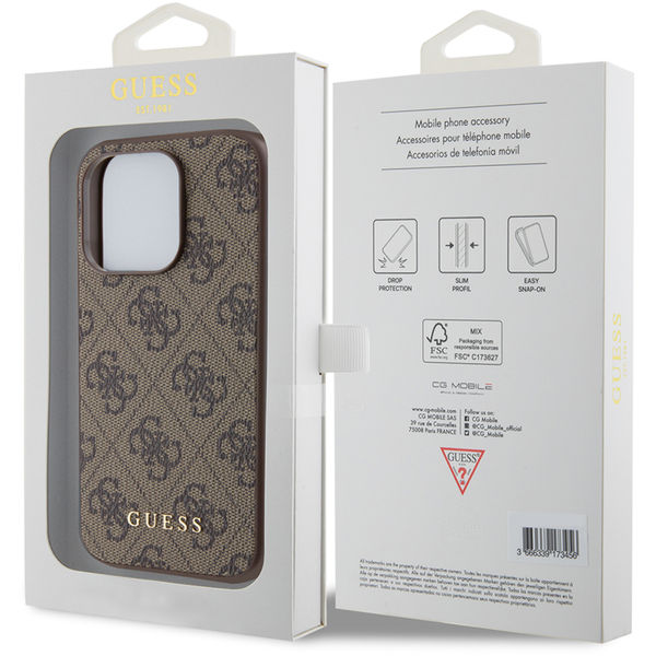 Guess - Hardcase 4G Metal Gold Logo (GUHCP15LG4GFBR) - iPhone 15 Pro - Brown