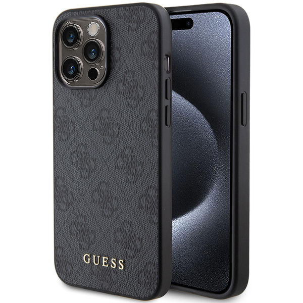 Guess - Hardcase 4G Metal Gold Logo (GUHCP15LG4GFGR) - iPhone 15 Pro - Grey