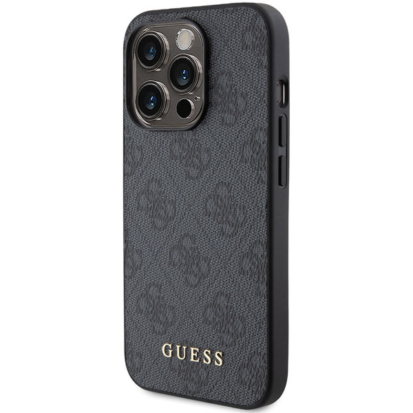 Guess - Hardcase 4G Metal Gold Logo (GUHCP15LG4GFGR) - iPhone 15 Pro - Grey