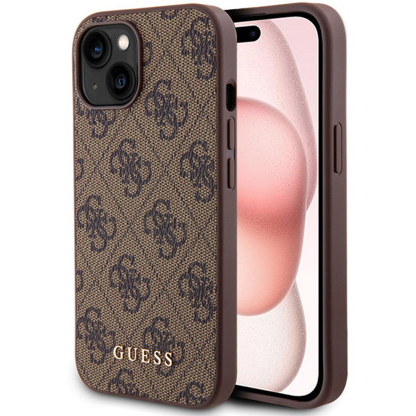 Guess - Hardcase 4G Metal Gold Logo (GUHCP15MG4GFBR) - iPhone 15 Plus - Brown