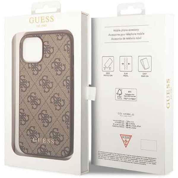 Guess - Hardcase 4G Metal Gold Logo (GUHCP15MG4GFBR) - iPhone 15 Plus - Brown