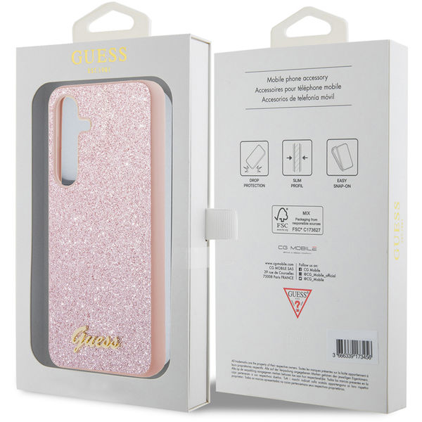 Guess - Glitter Script (GUHCS24MHGGSHP) - Samsung Galaxy S24 Plus - Pink