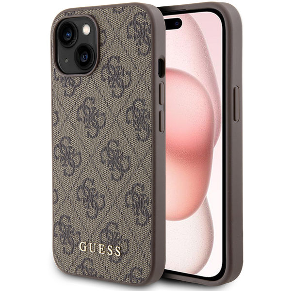 Guess - Hardcase 4G Metal Gold Logo (GUHCP15SG4GFBR) - iPhone 15 - Brown
