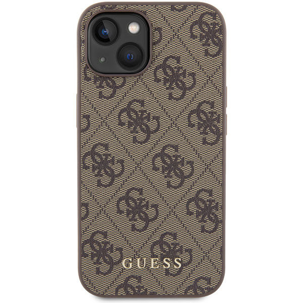 Guess - Hardcase 4G Metal Gold Logo (GUHCP15SG4GFBR) - iPhone 15 - Brown