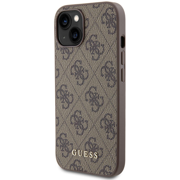 Guess - Hardcase 4G Metal Gold Logo (GUHCP15SG4GFBR) - iPhone 15 - Brown