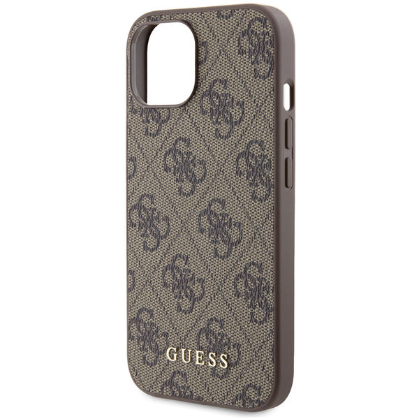 Guess - Hardcase 4G Metal Gold Logo (GUHCP15SG4GFBR) - iPhone 15 - Brown