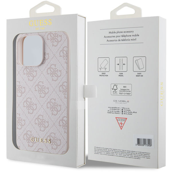 Guess - Hardcase 4G Metal Gold Logo (GUHCP15XG4GFPI) - iPhone 15 Pro Max - Pink