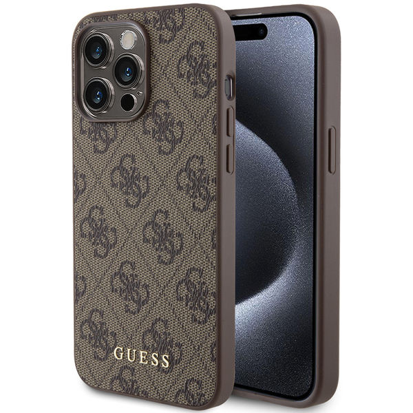 Guess - Hardcase 4G Metal Gold Logo (GUHCP15XG4GFBR) - iPhone 15 Pro Max - Brown