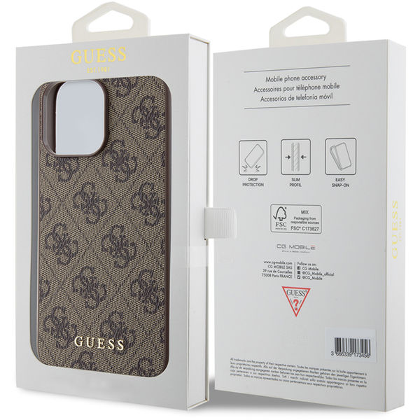 Guess - Hardcase 4G Metal Gold Logo (GUHCP15XG4GFBR) - iPhone 15 Pro Max - Brown