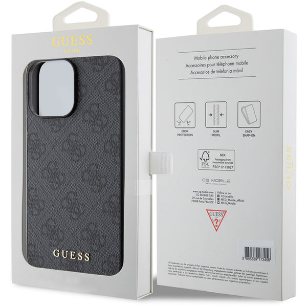 Guess - Hardcase 4G Metal Gold Logo (GUHCP15XG4GFGR) - iPhone 15 Pro Max - Grey
