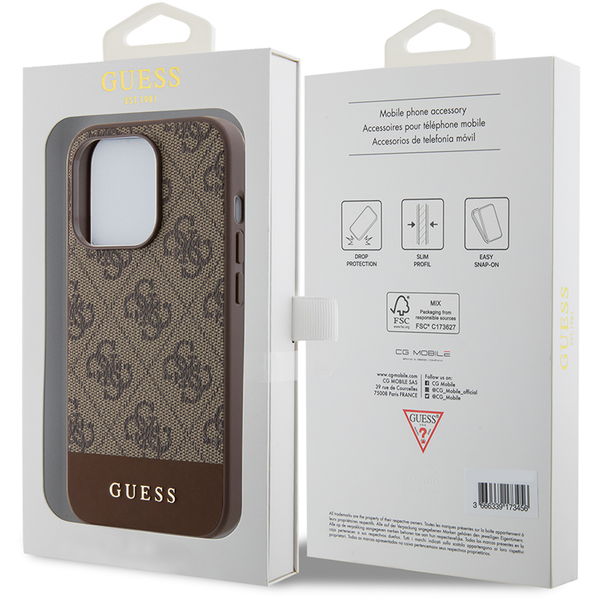 Guess - Hardcase 4G Stripe Collection (GUHCP15LG4GLBR) - iPhone 15 Pro - Brown