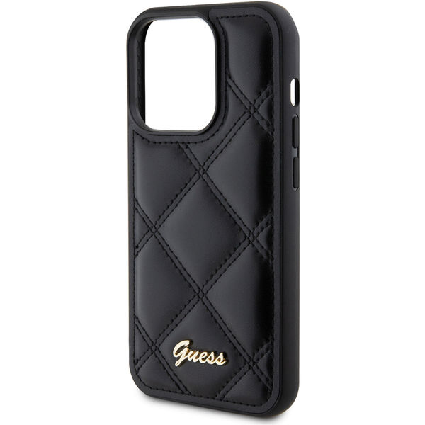 Guess - Quilted Metal Logo (GUHCP15LPSQSQSK) - iPhone 15 Pro - Black