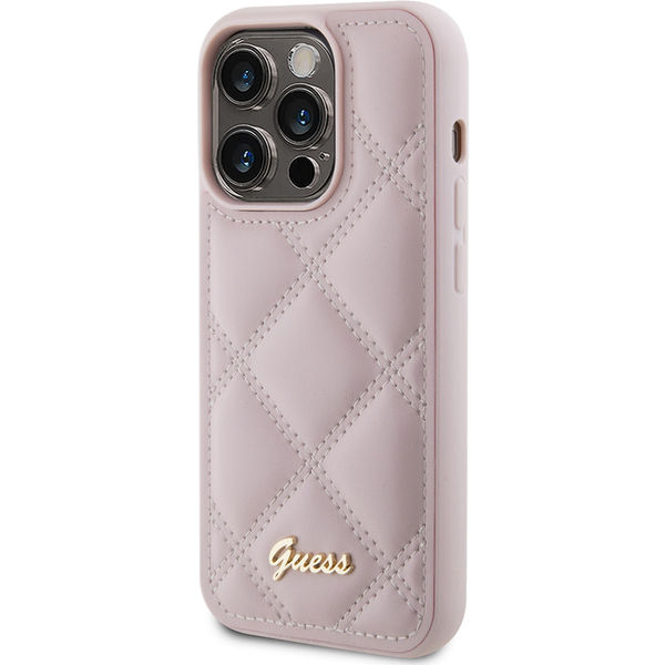 Guess - Quilted Metal Logo (GUHCP15XPSQSQSP) - iPhone 15 Pro Max - Pink