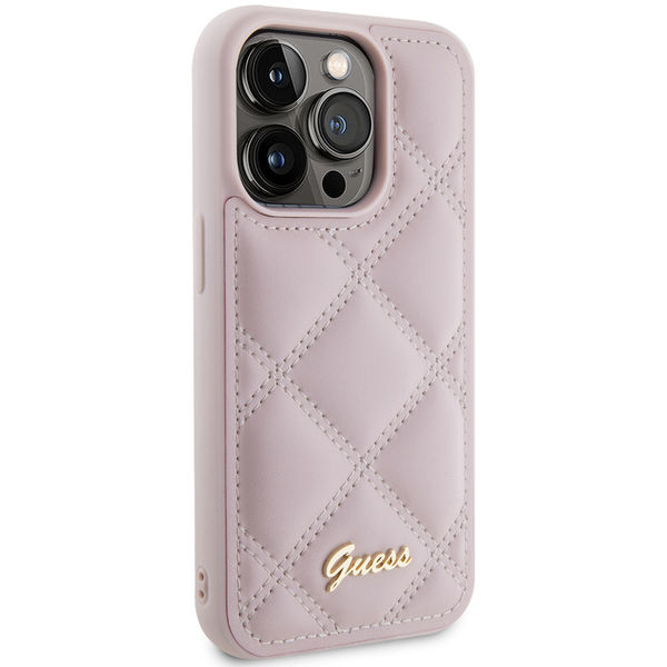 Guess - Quilted Metal Logo (GUHCP15XPSQSQSP) - iPhone 15 Pro Max - Pink