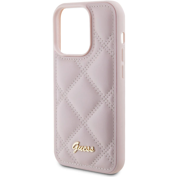 Guess - Quilted Metal Logo (GUHCP15XPSQSQSP) - iPhone 15 Pro Max - Pink