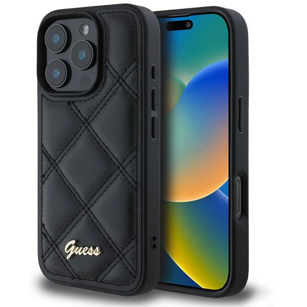 Guess - Quilted Metal Logo (GUHCP16XPSQSQSK) - iPhone 16 Pro Max - Black