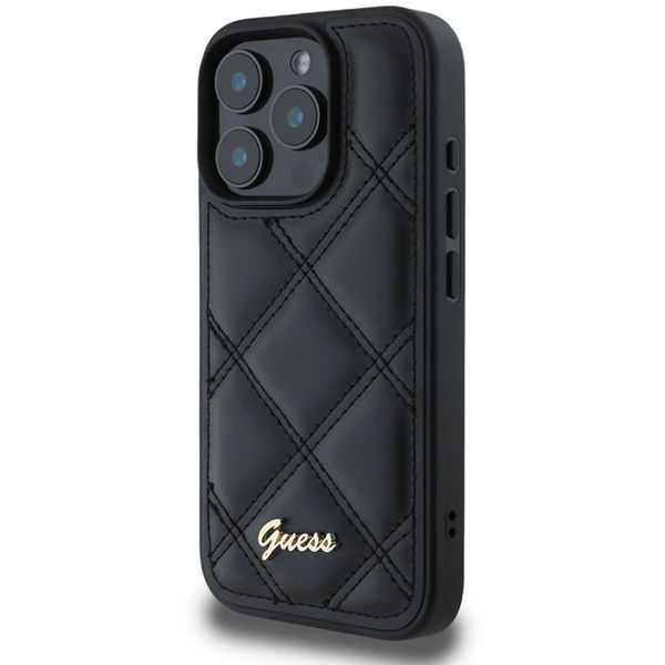 Guess - Quilted Metal Logo (GUHCP16XPSQSQSK) - iPhone 16 Pro Max - Black