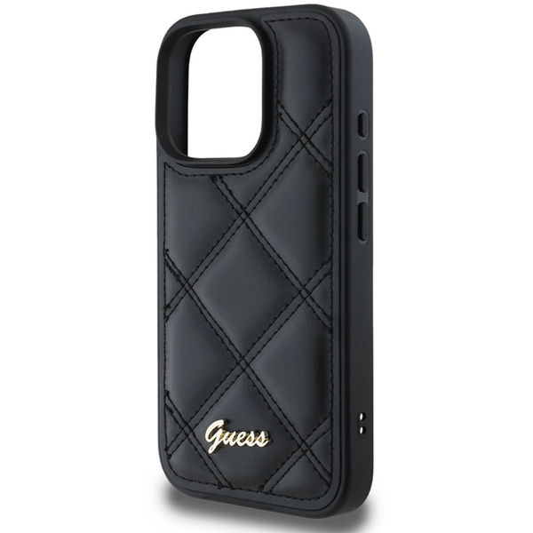 Guess - Quilted Metal Logo (GUHCP16XPSQSQSK) - iPhone 16 Pro Max - Black