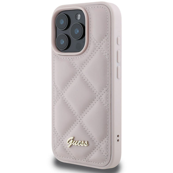 Guess - Quilted Metal Logo (GUHCP16XPSQSQSP) - iPhone 16 Pro Max - Pink